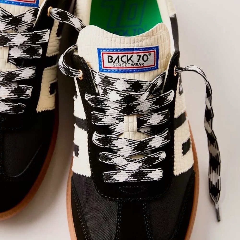 Free People Back 70 Ghost Sneakers Black Mixed Material 2 Tone Laces - Picture 10 of 11